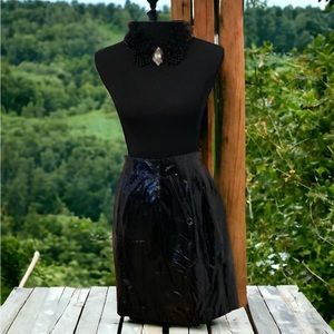 Crisca black shiny payent leather midi skirt